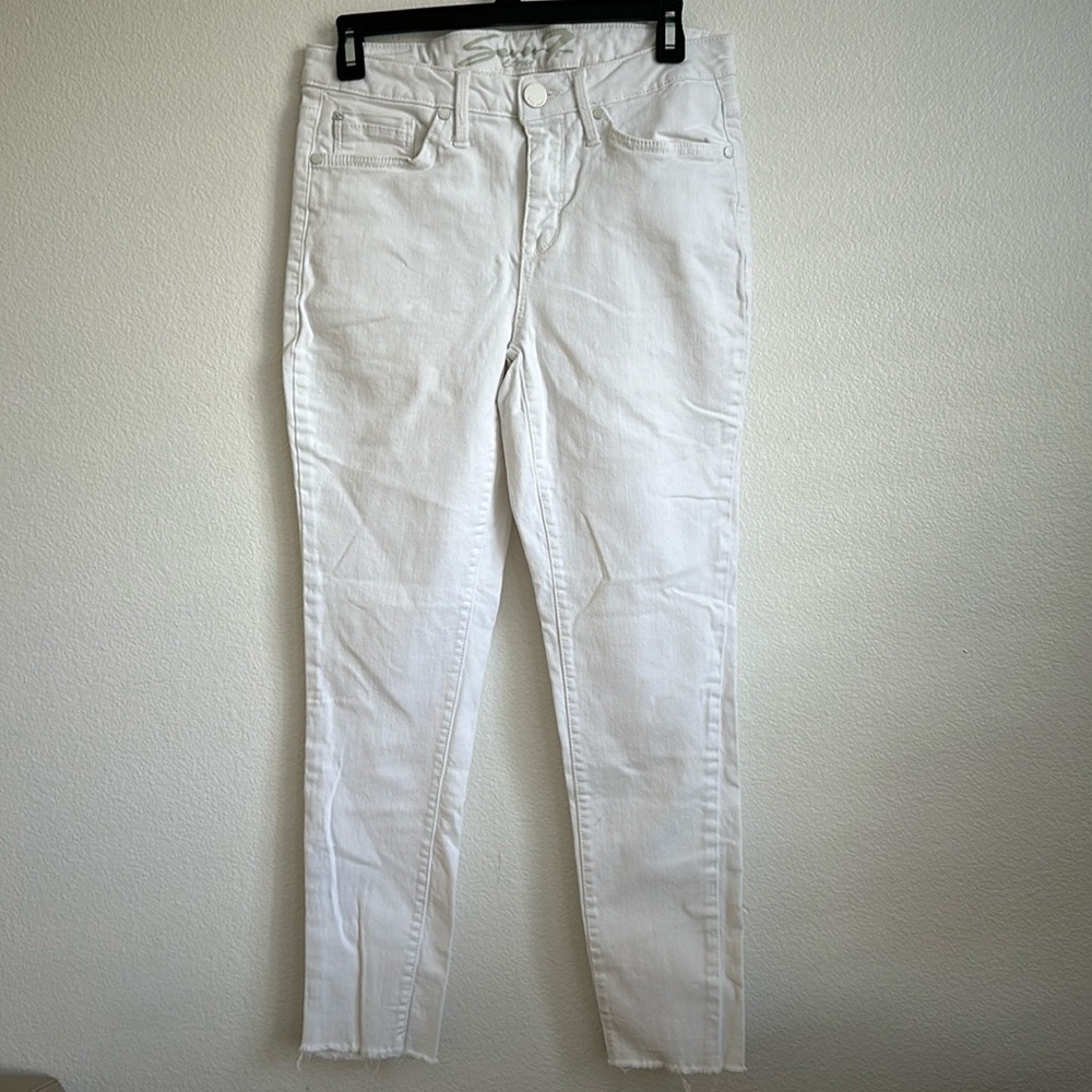 Seven 7 Mid Rise Ankle Skinny Womens Denim Jeans Size 8 White Solid